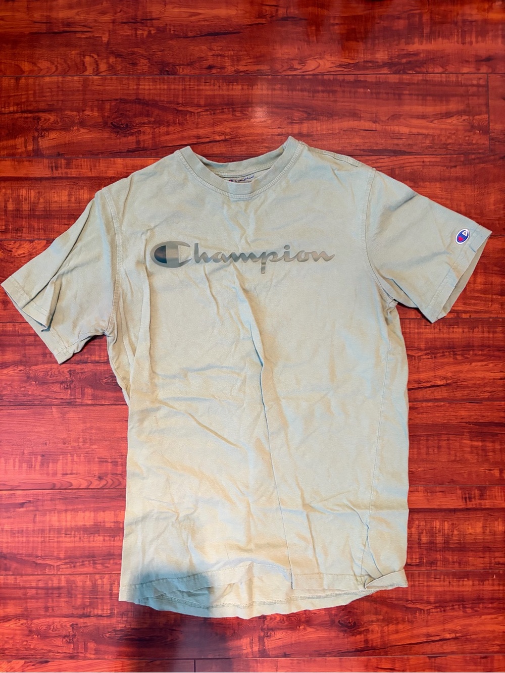 Champion Men's Olive Logo Short Sleeve Tee | Size Small